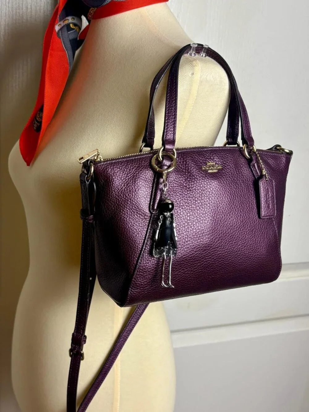 Coach Small Kelsey Satchel in Purple Pebble Leather